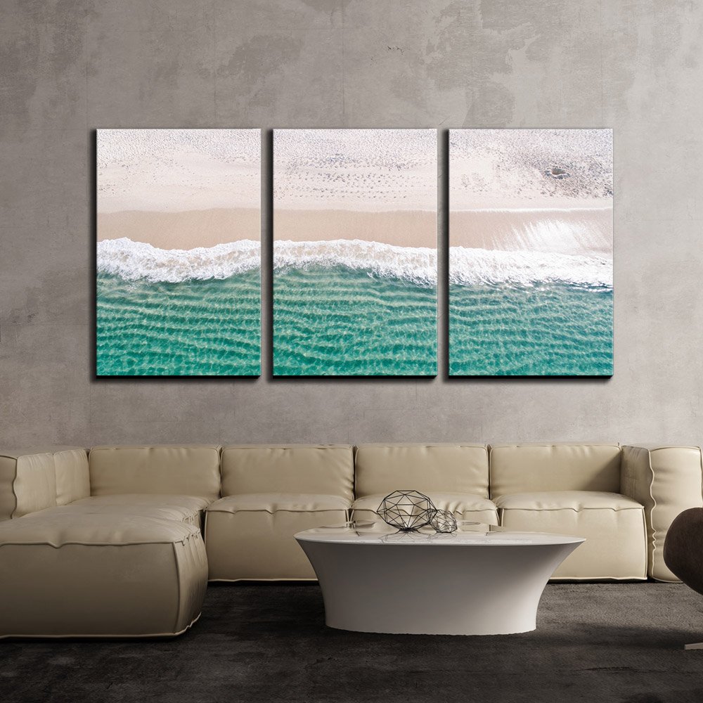 wall26 - 3 Piece Canvas Wall Art - Clear Tropical Beach with White