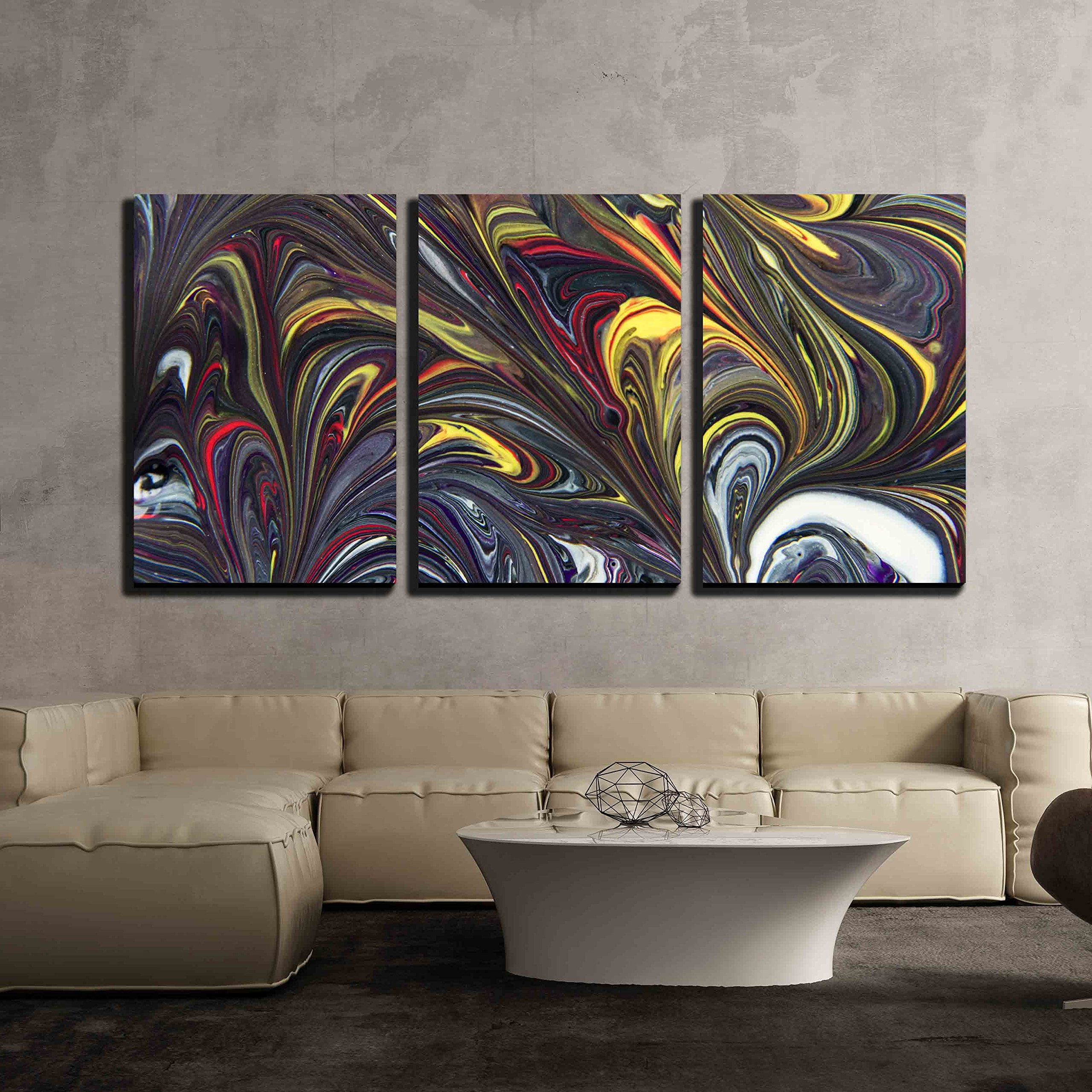 wall26 - 3 Piece Canvas Wall Art - Close Up Oil Paint - Modern Home Art ...
