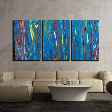 wall26 3 Piece Canvas Wall Art - Closeup View of an Original Painting - Modern Home Art Stretched and Framed Ready to Hang - 16&quot;x24&quot;x3 Panels