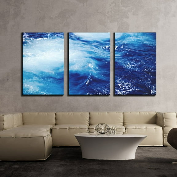 wall26 - 3 Piece Canvas Wall Art - Closeup of Blue Ocean - Modern Home Art Stretched and Framed Ready to Hang - 24"x36"x3 Panels
