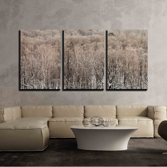 wall26 - 3 Piece Canvas Wall Art - Cold Winter Morning Over Urban Park, Moscow - Modern Home Art Stretched and Framed Ready to Hang - 24"x36"x3 Panels