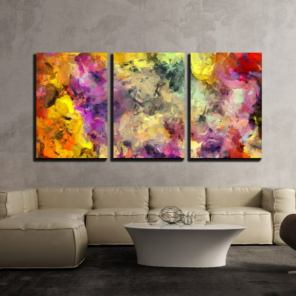 wall26 - 3 Piece Canvas Wall Art - Colorful Abstract Painting - Modern Home Art Stretched and Framed Ready to Hang - 24"x36"x3 Panels