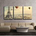 thumbnail image 1 of wall26 - 3 Piece Canvas Wall Art - Colorful Hot Balloons Flying Above The Eiffel Tower in Paris - Modern Home Art Stretched and Framed Ready to Hang - 16"x24"x3 Panels, 1 of 4