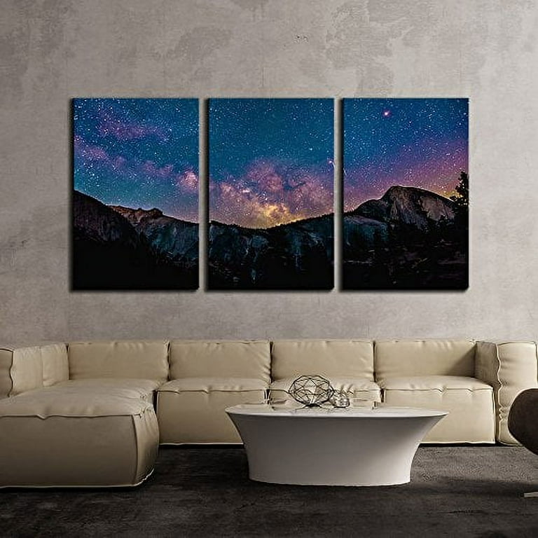 wall26 - 3 Piece Canvas Wall Art - Colorful Nebula on Starry Night