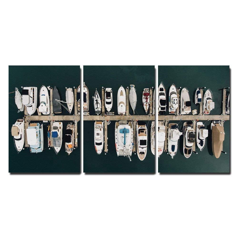 wall26 - 3 Piece Canvas Wall Art - Eagle Eye View of Houseboats ...