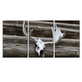 thumbnail image 1 of wall26 - 3 Piece Canvas Wall Art - Elk Antlers Mounted Against a Log Cabin Outside Wall - Modern Home Art Stretched and Framed Ready to Hang - 16"x24"x3 Panels, 1 of 4