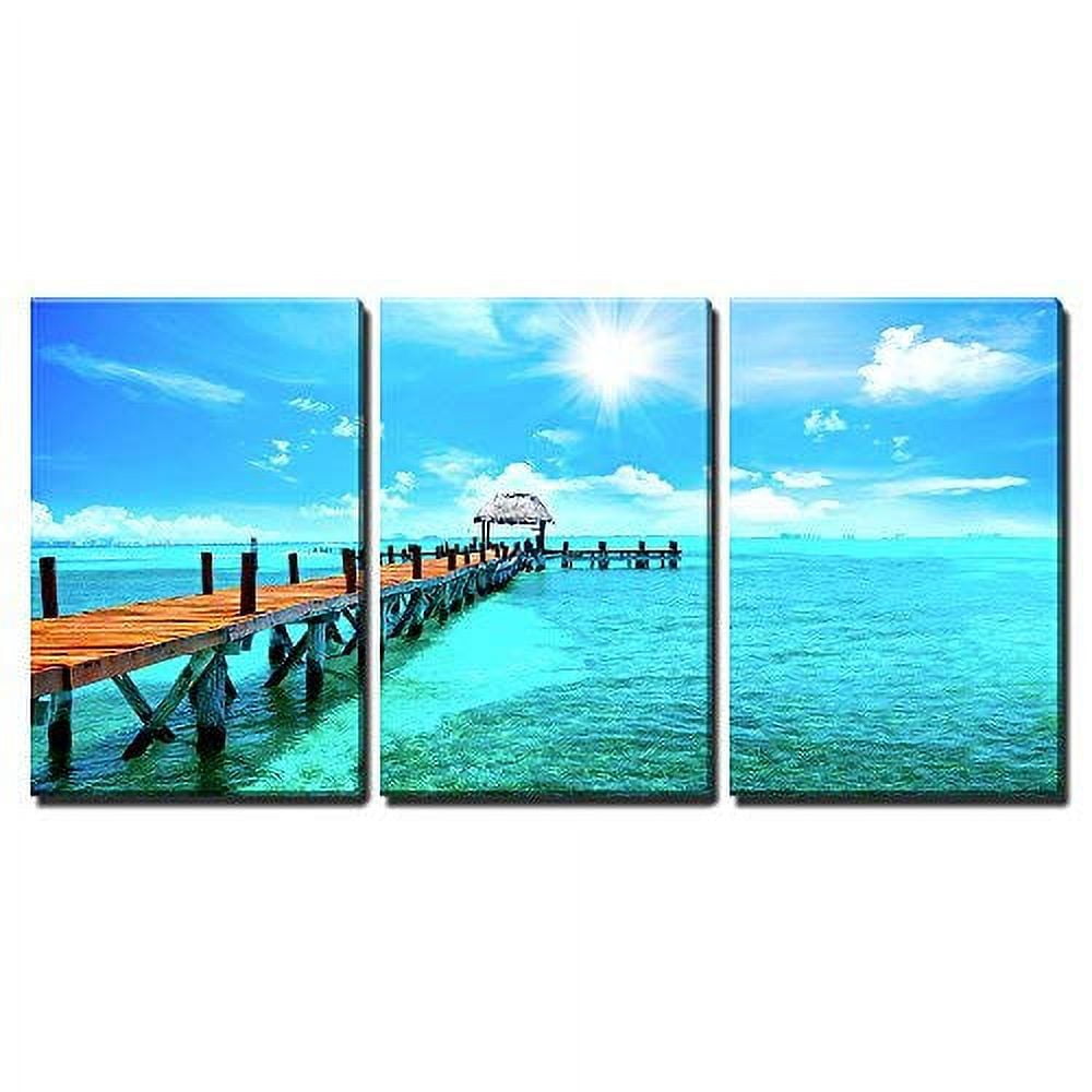 wall26 - 3 Piece Canvas Wall Art - Exotic Caribbean Island