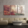 thumbnail image 1 of wall26 - 3 Piece Canvas Wall Art - Fall Landscape of Path Covered by Leaves Lead to Misty Forest - Modern Home Art Stretched and Framed Ready to Hang - 24"x36"x3 Panels, 1 of 4