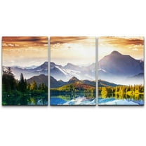 wall26 - 3 Piece Canvas Wall Art - Fantastic Sunny Day is in Mountain Lake. Creative Collage. Beauty World. - Modern Home Art Stretched and Framed Ready to Hang - 16"x24"x3 Panels