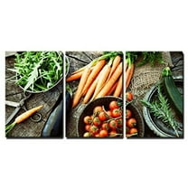 wall26 - 3 Piece Canvas Wall Art - Fresh Organic Vegetables. Food Background. Healthy Food from Garden - Modern Home Art Stretched and Framed Ready to Hang - 16"x24"x3 Panels