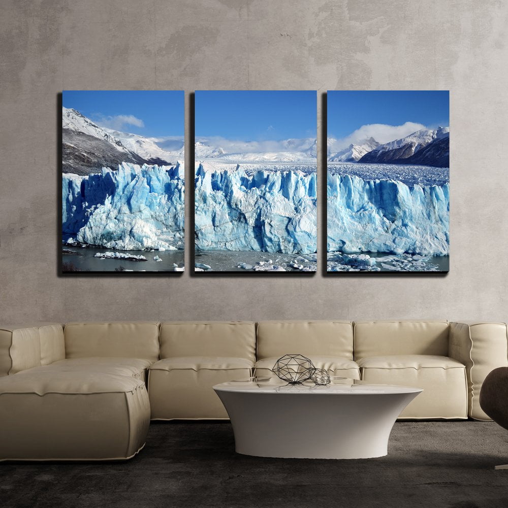 wall26 - 3 Piece Canvas Wall Art - Glacier Landscape and Iceberg ...