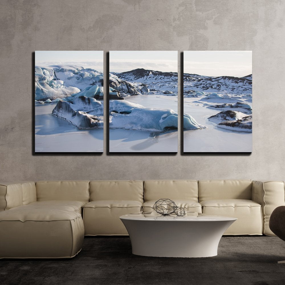 wall26 - 3 Piece Canvas Wall Art - Glacier Landscape with Snow - Modern ...