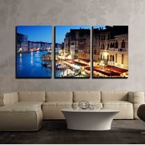 wall26 - 3 Piece Canvas Wall Art - Grand Canal in Venice, Italy at Sunset - Modern Home Art Stretched and Framed Ready to Hang - 16"x24"x3 Panels