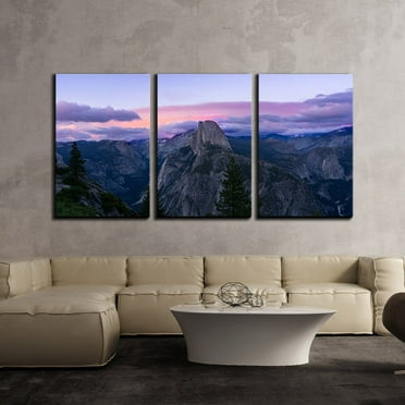 wall26 - 3 Piece Canvas Wall Art - Grand View of Mountains at Sunset - Modern Home Art Stretched and Framed Ready to Hang - 24&quot;x36&quot;x3 Panels