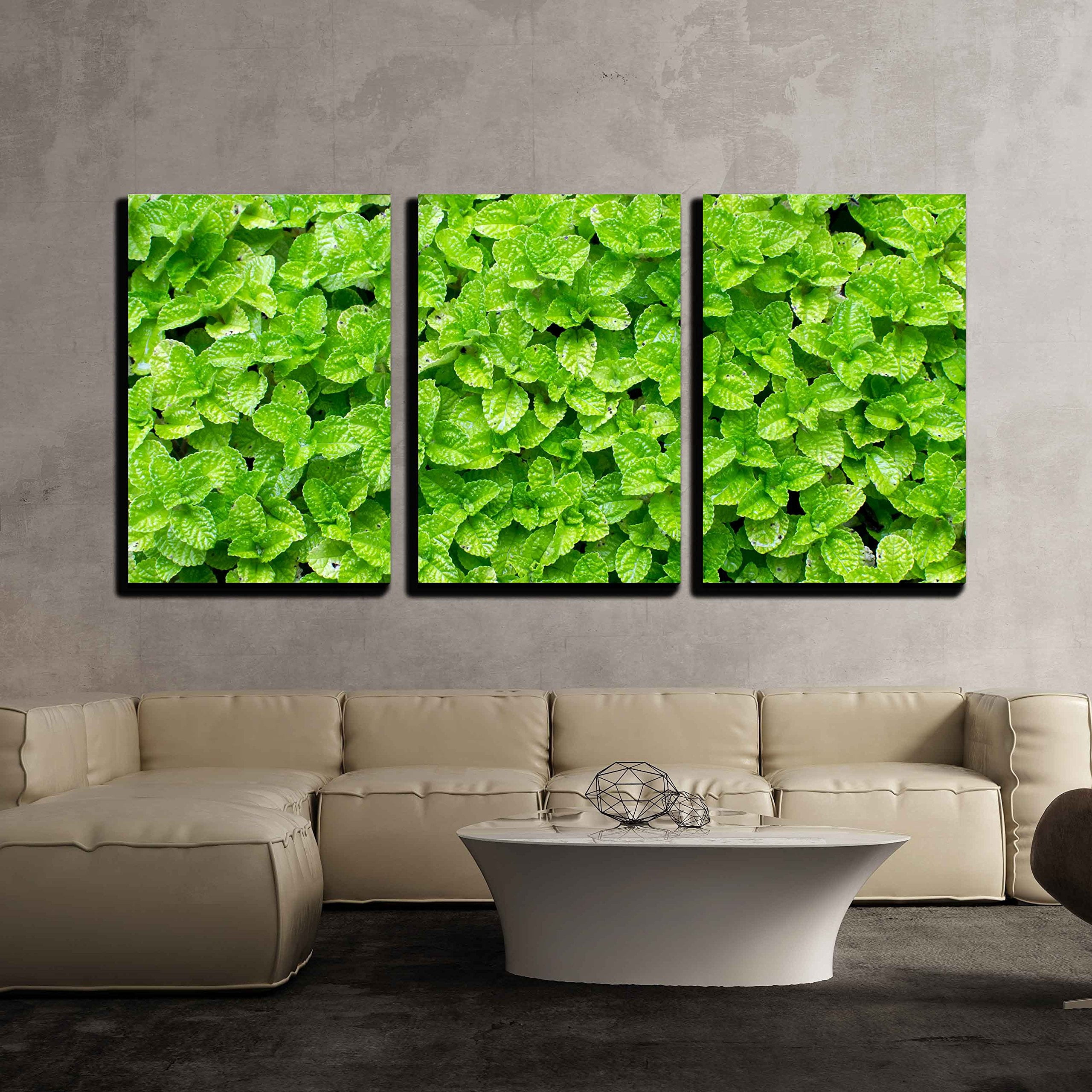wall26 - 3 Piece Canvas Wall Art - Green Leaf Pattern Stock - Modern ...