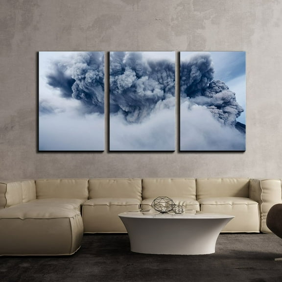 wall26 - 3 Piece Canvas Wall Art - Heavy Clouds Hovering Above The Town - Modern Home Art Stretched and Framed Ready to Hang - 24"x36"x3 Panels