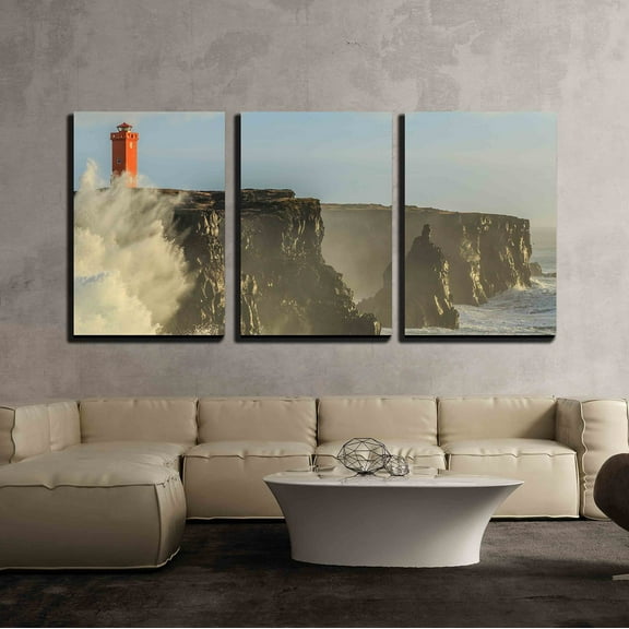 wall26 - 3 Piece Canvas Wall Art - Iceland Nature - Modern Home Art Stretched and Framed Ready to Hang - 24"x36"x3 Panels