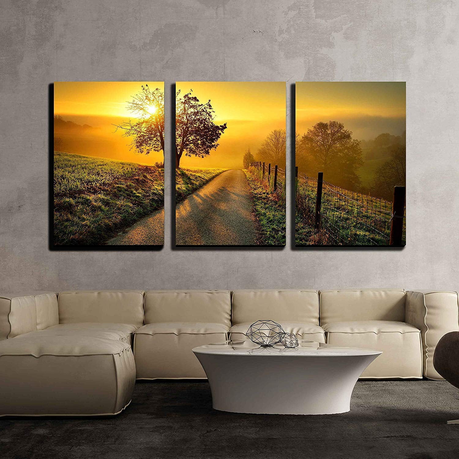 ウォール26 wall26 キャンバスアート 3点セット Sunrise wall26 - 3 Piece Canvas Wall Art - Idyllic Rural Landscape on a
