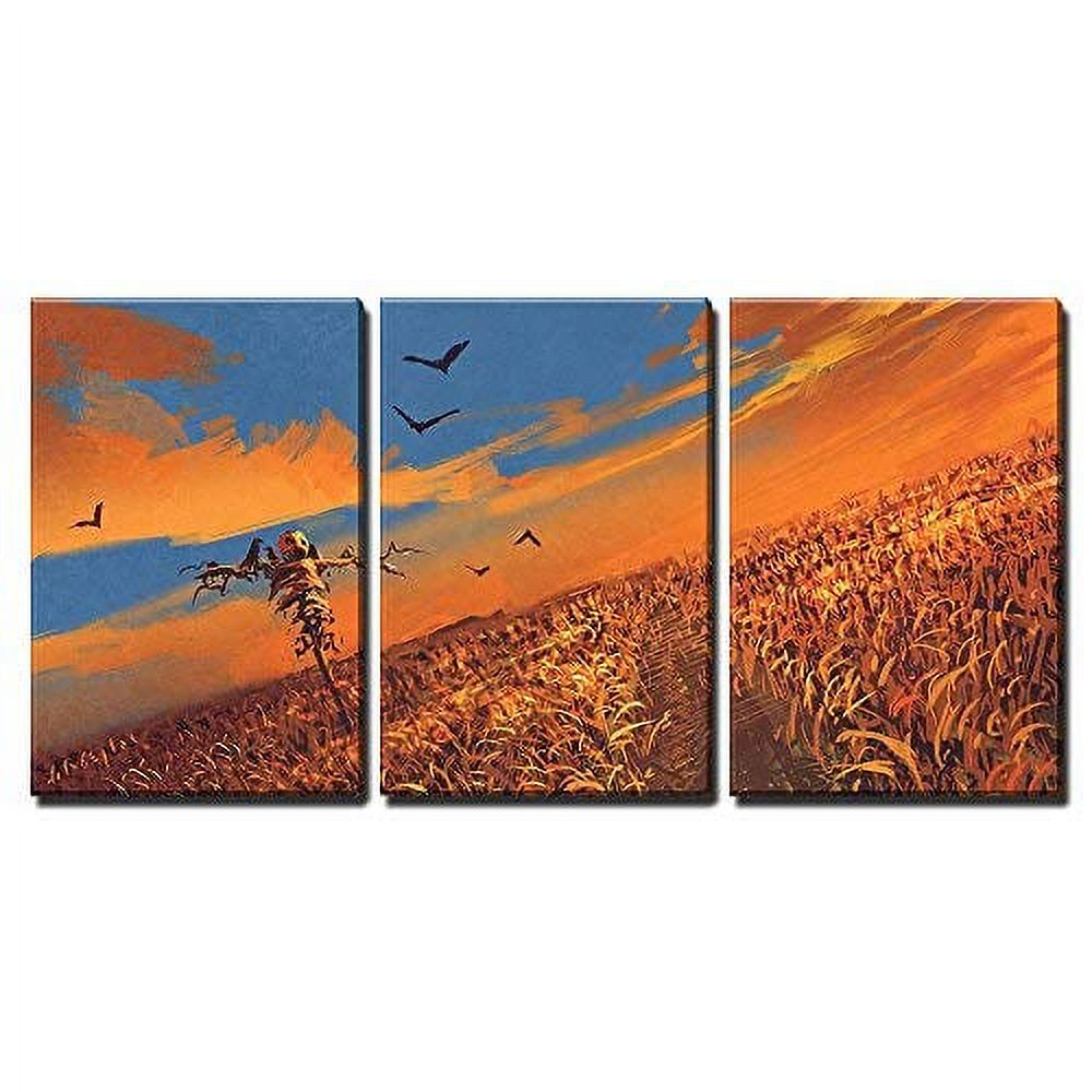 wall26 - 3 Piece Canvas Wall Art - Illustration - Corn Field with ...