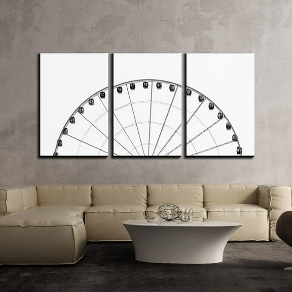 wall26 - 3 Piece Canvas Wall Art - Illustration of Ferris Wheel on White Background - Modern Home Art Stretched and Framed Ready to Hang - 24"x36"x3 Panels
