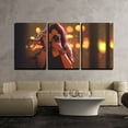 thumbnail image 1 of wall26 - 3 Piece Canvas Wall Art - Illustration - Painting of Woman with Camera on Night City Background,Illustration - Modern Home Art Stretched and Framed Ready to Hang - 24"x36"x3 Panels, 1 of 4