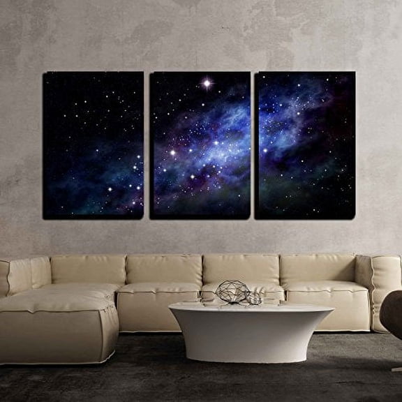 wall26 - 3 Piece Canvas Wall Art - Imaginary Background of Deep Space and Star Field - Modern Home Art Stretched and Framed Ready to Hang - 24"x36"x3 Panels
