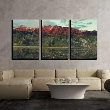 wall26 - 3 Piece Canvas Wall Art - Lake - Modern Home Art Stretched and Framed Ready to Hang - 16&quot;x24&quot;x3 Panels