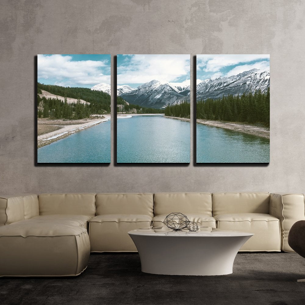 wall26 - 3 Piece Canvas Wall Art - Lake in Mountain Area - Modern Home ...