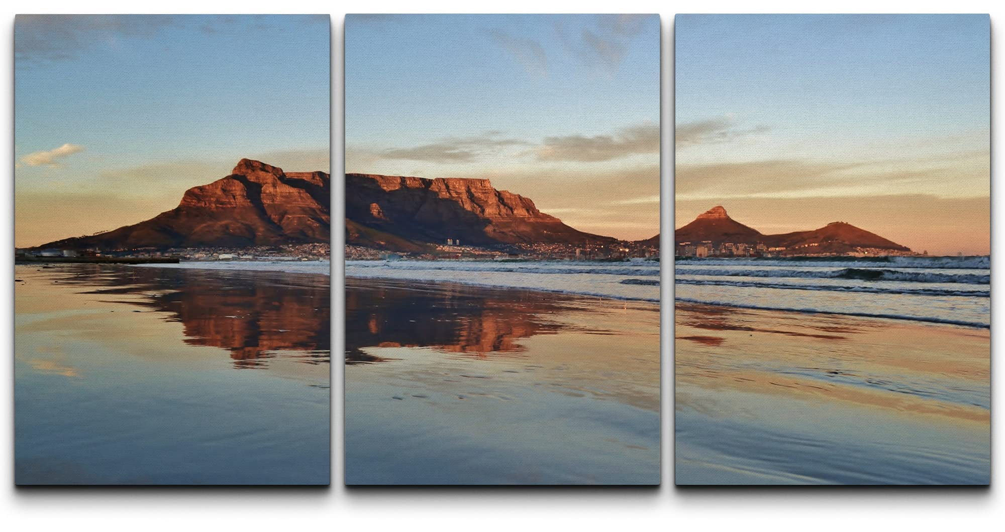 wall26 - 3 Piece Canvas Wall Art - Landscape of Cape Town and Table ...