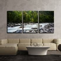 wall26 - 3 Piece Canvas Wall Art - Landscape with a Creek in Mountains - Modern Home Art Stretched and Framed Ready to Hang - 24"x36"x3 Panels