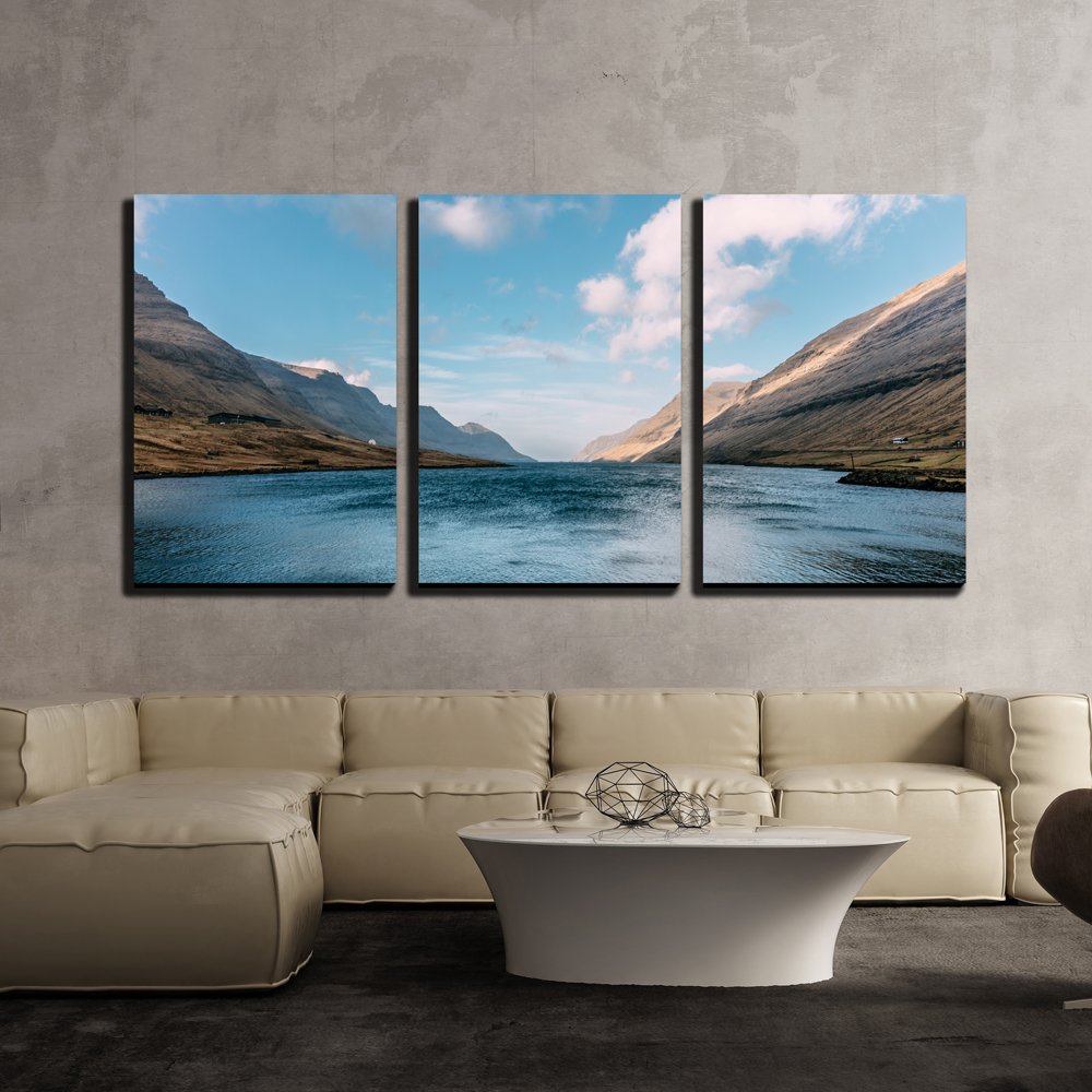 wall26 - 3 Piece Canvas Wall Art - Landscape with Mountain Under The ...