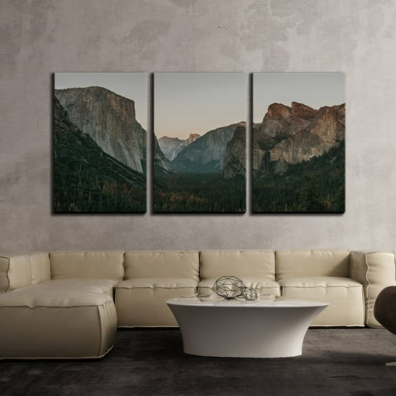 wall26 - 3 Piece Canvas Wall Art - Landscape of Mountains with Forest - Modern Home Art Stretched and Framed Ready to Hang - 16"x24"x3 Panels