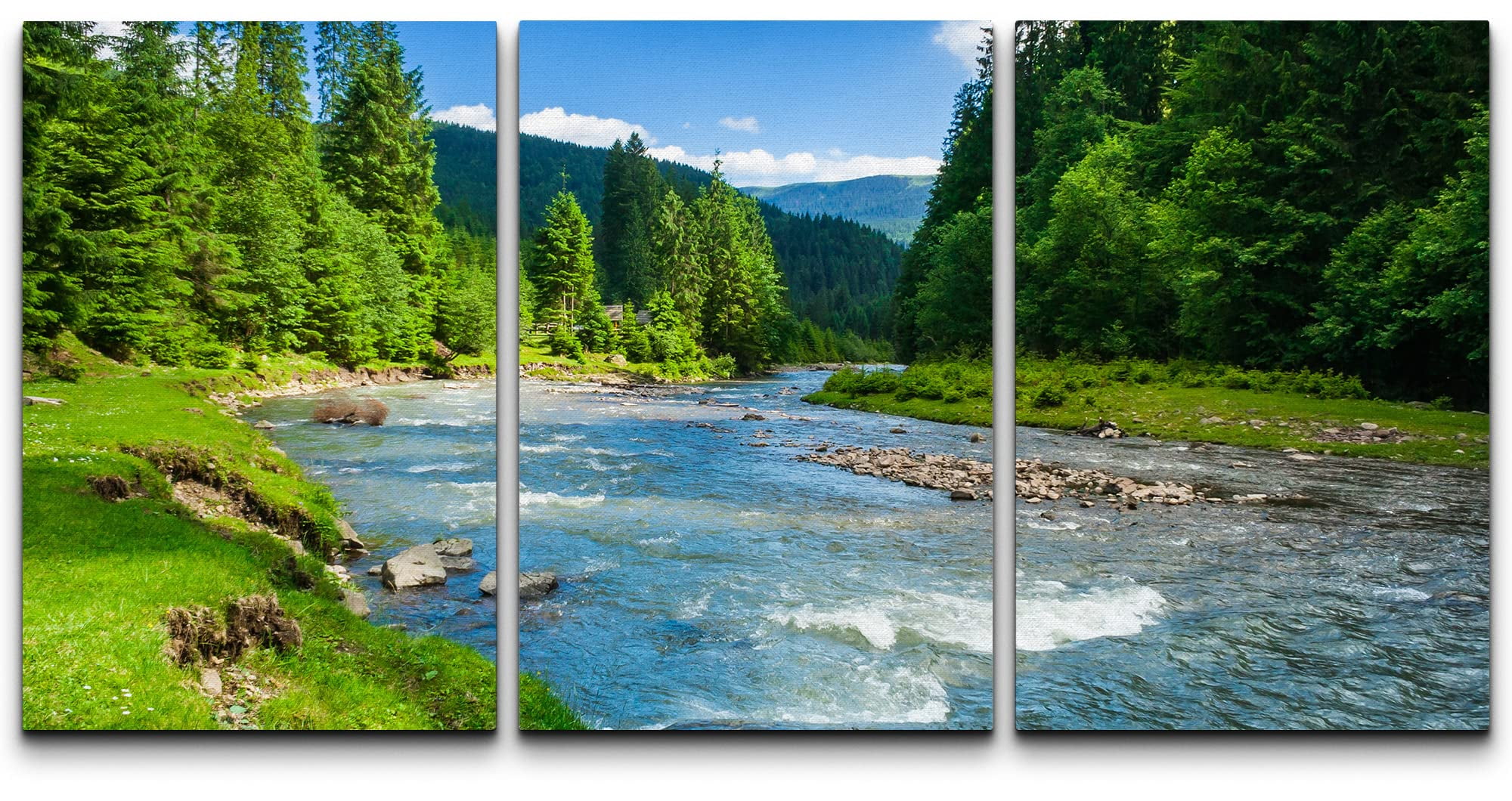 Natural Landscape 3-Piece Canvas Wall Art with Wooden Frames