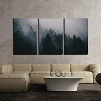wall26 - 3 Piece Canvas Wall Art - Landscape with Trees Forest in Mist - Modern Home Art Stretched and Framed Ready to Hang - 24"x36"x3 Panels