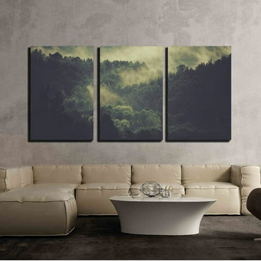 wall26 - 3 Piece Canvas Wall Art - Landscape of Mist Forests - Modern Home Art Stretched and Framed Ready to Hang - 24&quot;x36&quot;x3 Panels