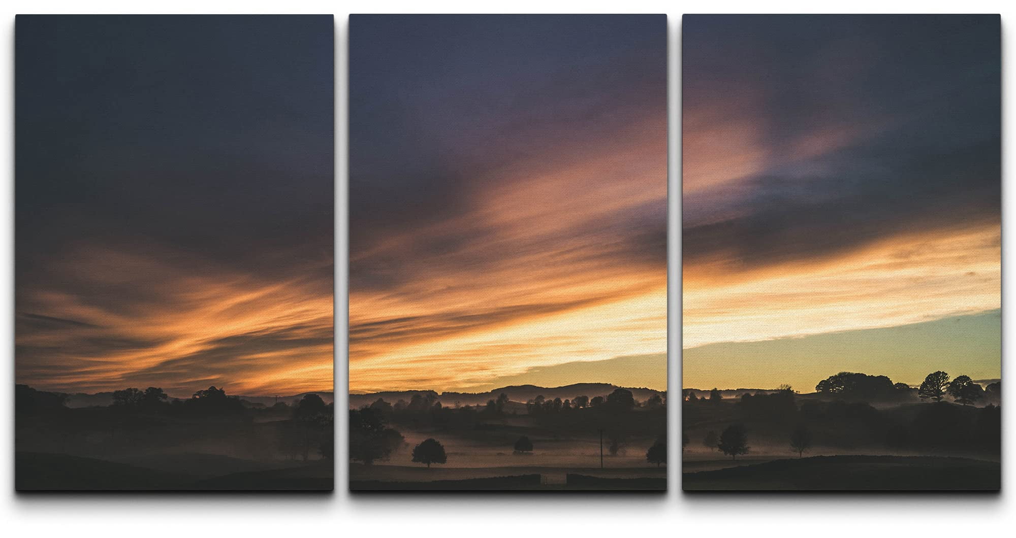 wall26 - 3 Piece Canvas Wall Art - Landscape with Trees at Dusk ...