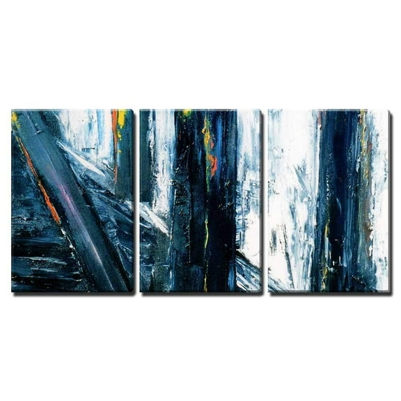 wall26 - 3 Piece Canvas Wall Art - Very Large Scale Original Abstract Painting on Canvas - Modern Home Art Stretched and Framed Ready to Hang - 24"x36"x3 Panels