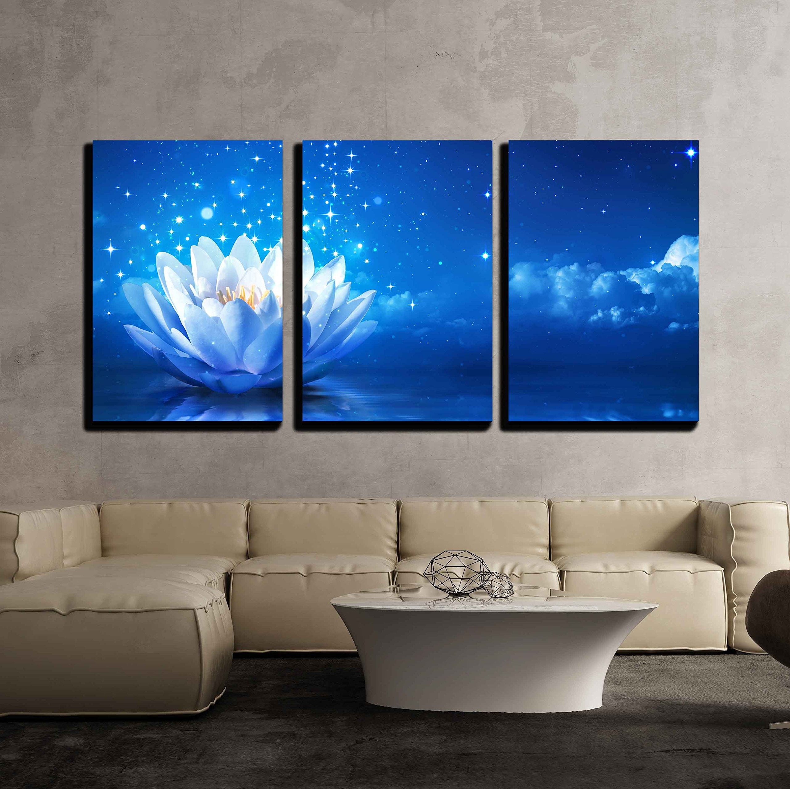wall26 - 3 Piece Canvas Wall Art - Lotus Flower Floating on Water by ...