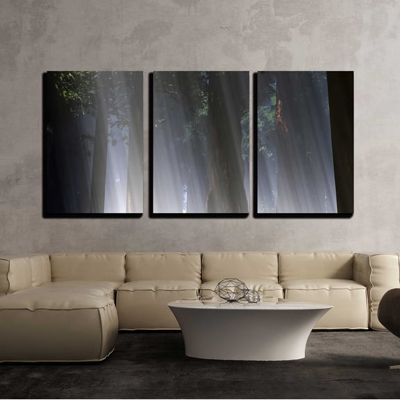 wall26 - 3 Piece Canvas Wall Art - Magic Forest 3D Artwork - Modern Home Art Stretched and Framed Ready to Hang - 16"x24"x3 Panels