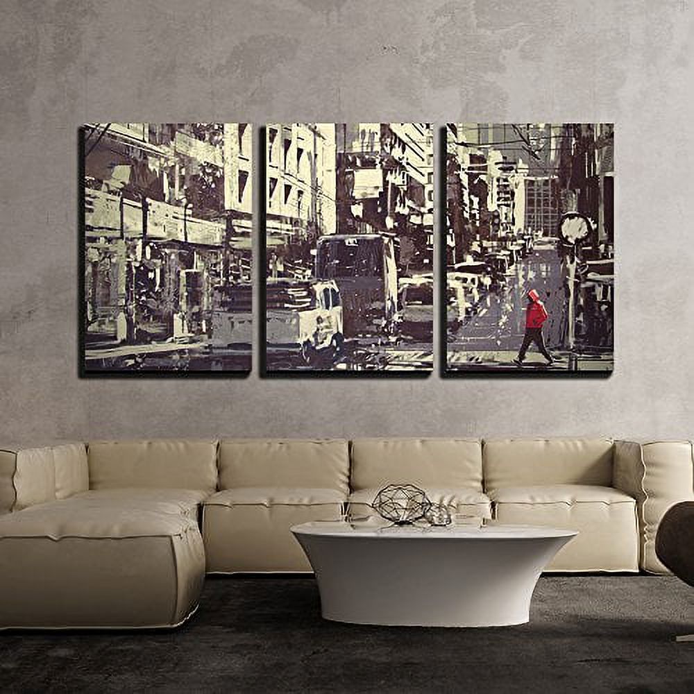 wall26 3 Piece Canvas Wall Art Man in a Red Hood Crossing The
