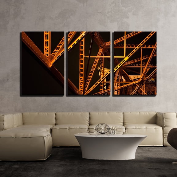 wall26 - 3 Piece Canvas Wall Art - Metal Construction Structures - Modern Home Art Stretched and Framed Ready to Hang - 16"x24"x3 Panels