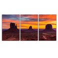 thumbnail image 1 of wall26 - 3 Piece Canvas Wall Art - Monument Valley Sunset West and East Mittens and Merrick Butte Utah - Modern Home Art Stretched and Framed Ready to Hang - 24"x36"x3 Panels, 1 of 4
