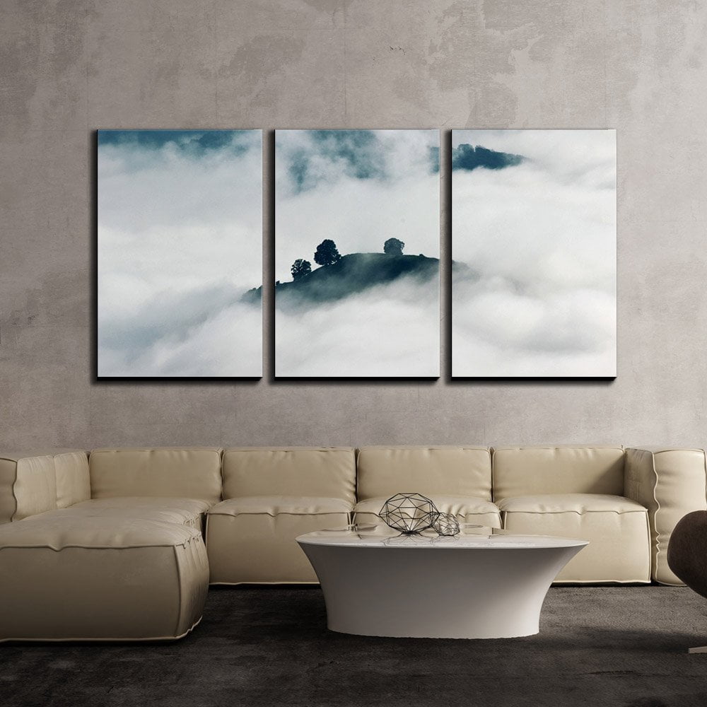 wall26 - 3 Piece Canvas Wall Art - Nature Landscape with Mountain in ...