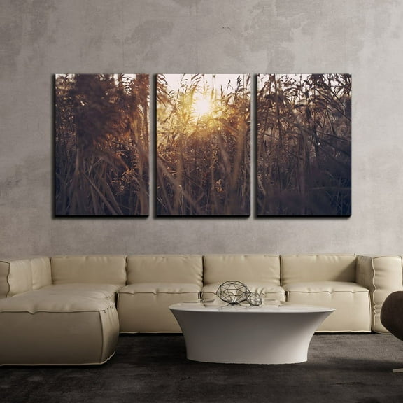 wall26 - 3 Piece Canvas Wall Art - Nature Landscape at Sunset - Modern Home Art Stretched and Framed Ready to Hang - 24"x36"x3 Panels