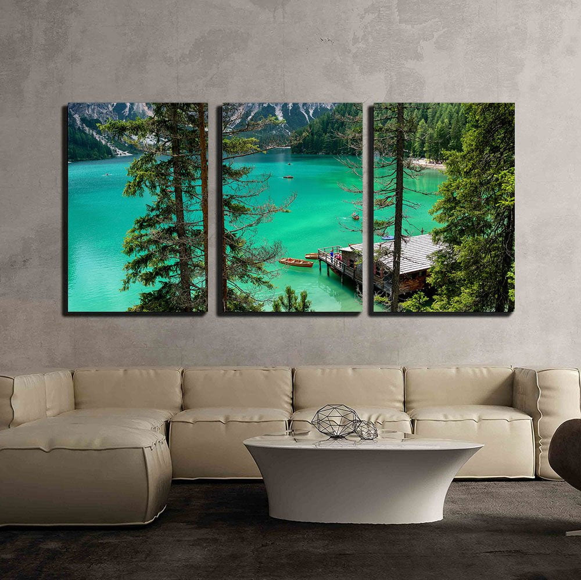 wall26 - 3 Piece Canvas Wall Art - Nature Scenery with a Lake in The ...