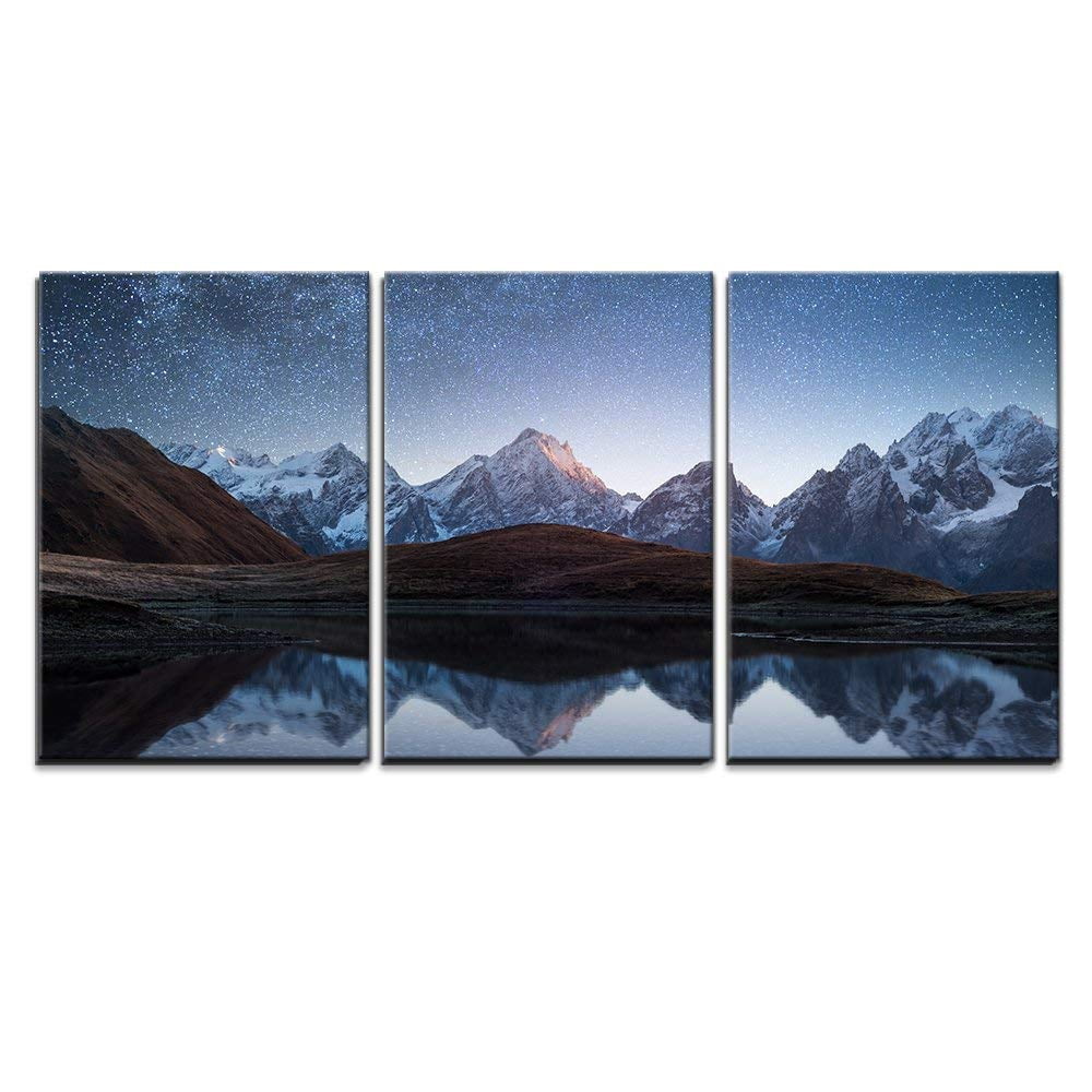 wall26 - 3 Piece Canvas Wall Art - Night Sky with Stars and The Milky ...