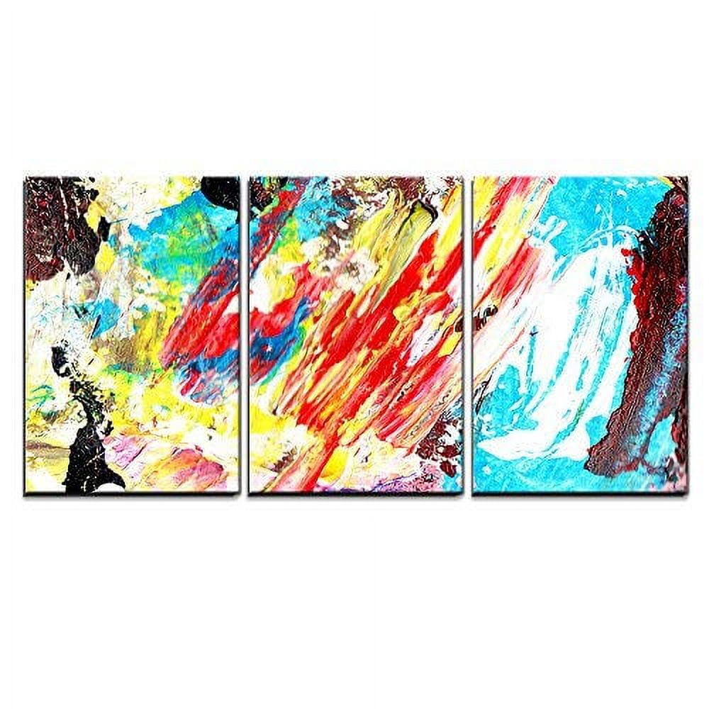 wall26 - 3 Piece Canvas Wall Art - Oil Painting Color Texture on Paper ...