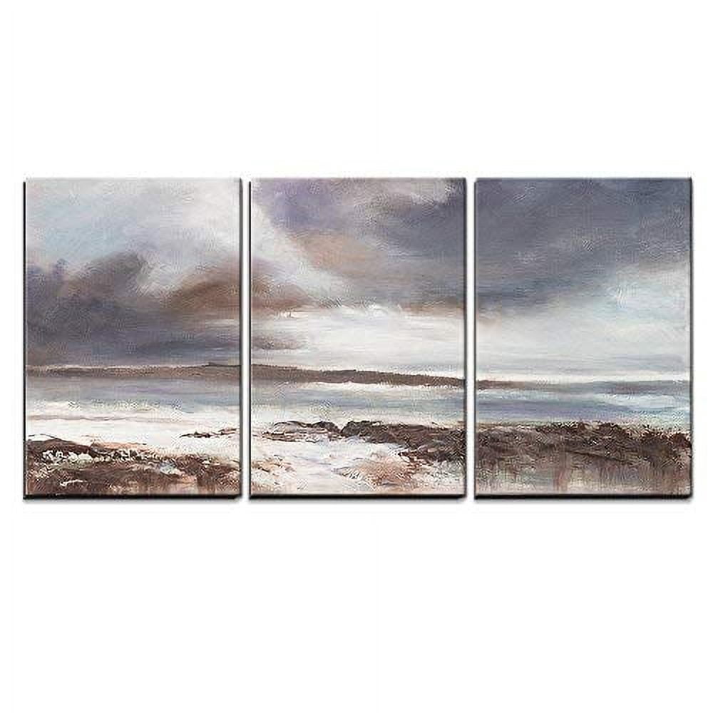 wall26 3 Piece Canvas Wall Art - Original Oil Painting, Stormy Beach ...