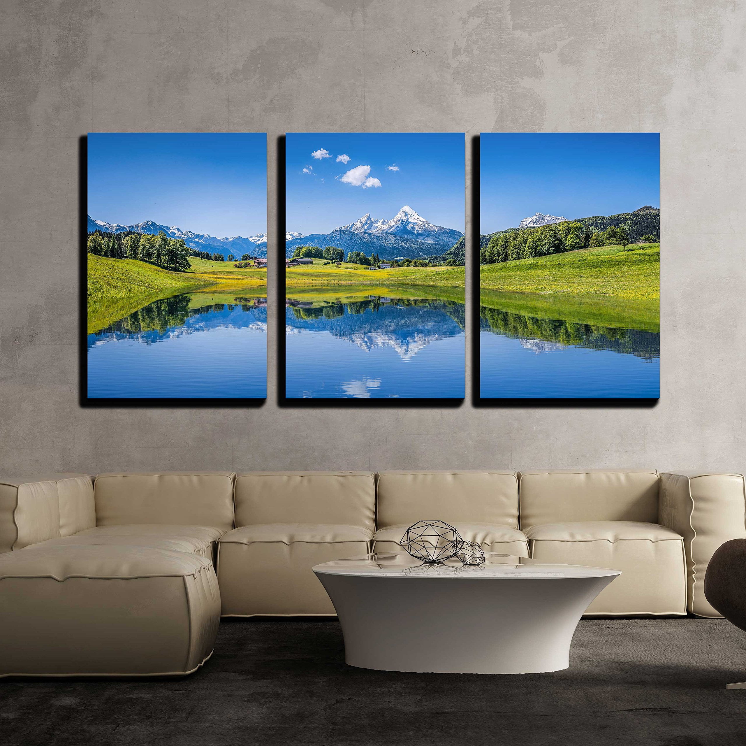 wall26 - 3 Piece Canvas Wall Art - Panoramic View of Idyllic Summer ...