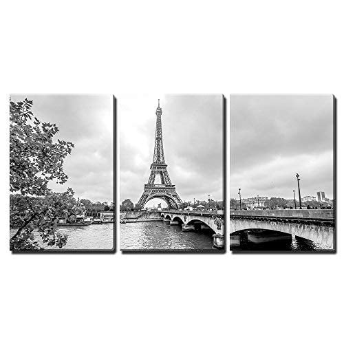 wall26 3 Piece Canvas Wall Art Paris Eiffel Tower from Seine